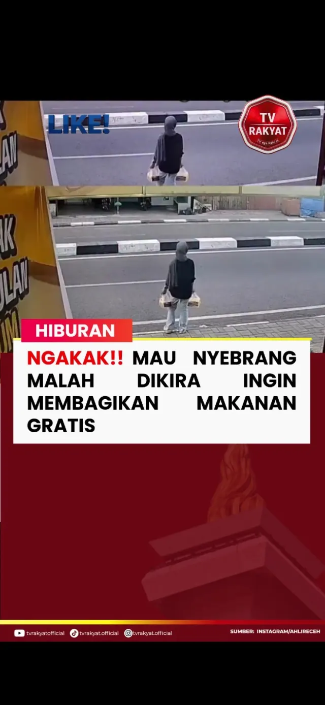 Niatnya mau nyebrang, eh malah berubah jadi misi berbagi makanan!  Kadang hidup memang penuh  — News